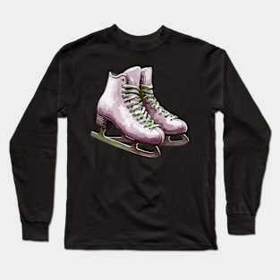 Pink Ice Skating Boots Long Sleeve T-Shirt